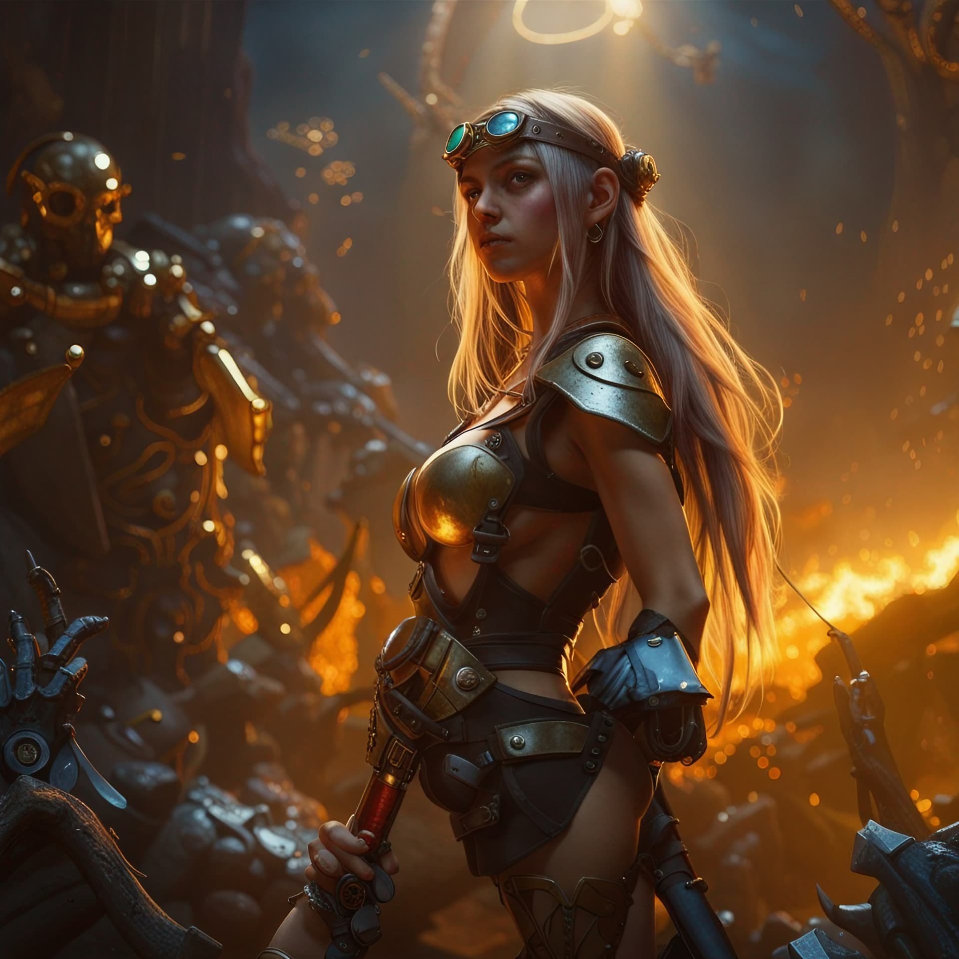 AI generated: post-apocalypse, art by gaston bussiere, god rays, Item Icons, stunning, 8k 3d, full body, action sh...