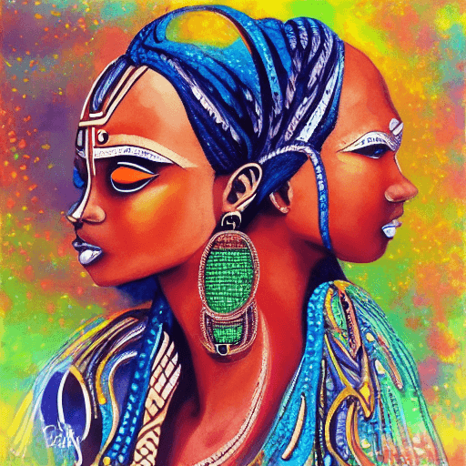 AI generated: watercolor Tribal art African women Painting, Sunset Scenery Acrylic Painting, Tribal painting , 3d ...