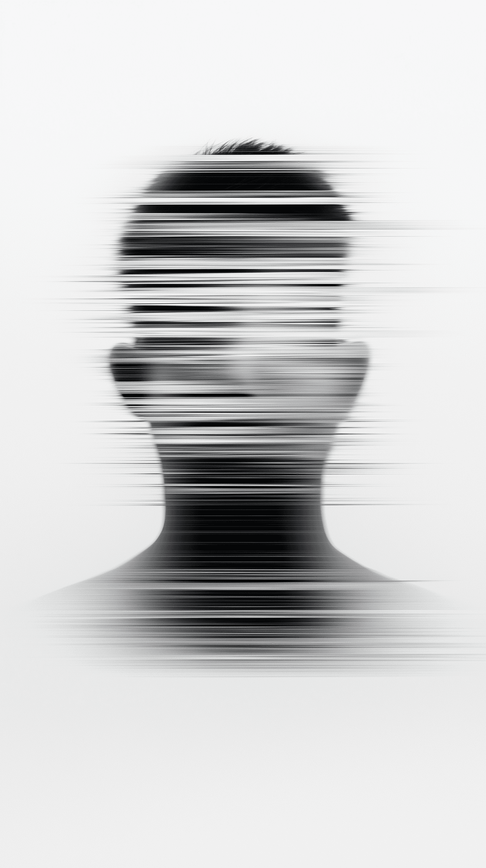 AI generated: glitch art with linear distortion, horizontal scan lines and digital interference, vertical portrait...