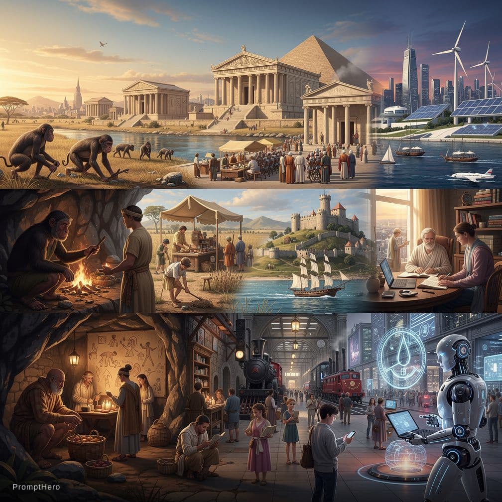AI generated: the history of humans 
