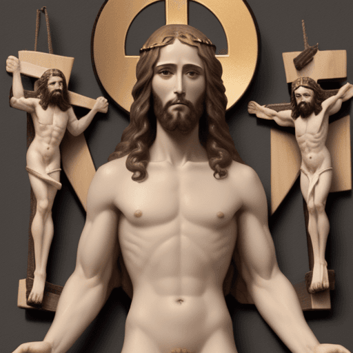 AI generated: Naked jesus in a cross with small penis