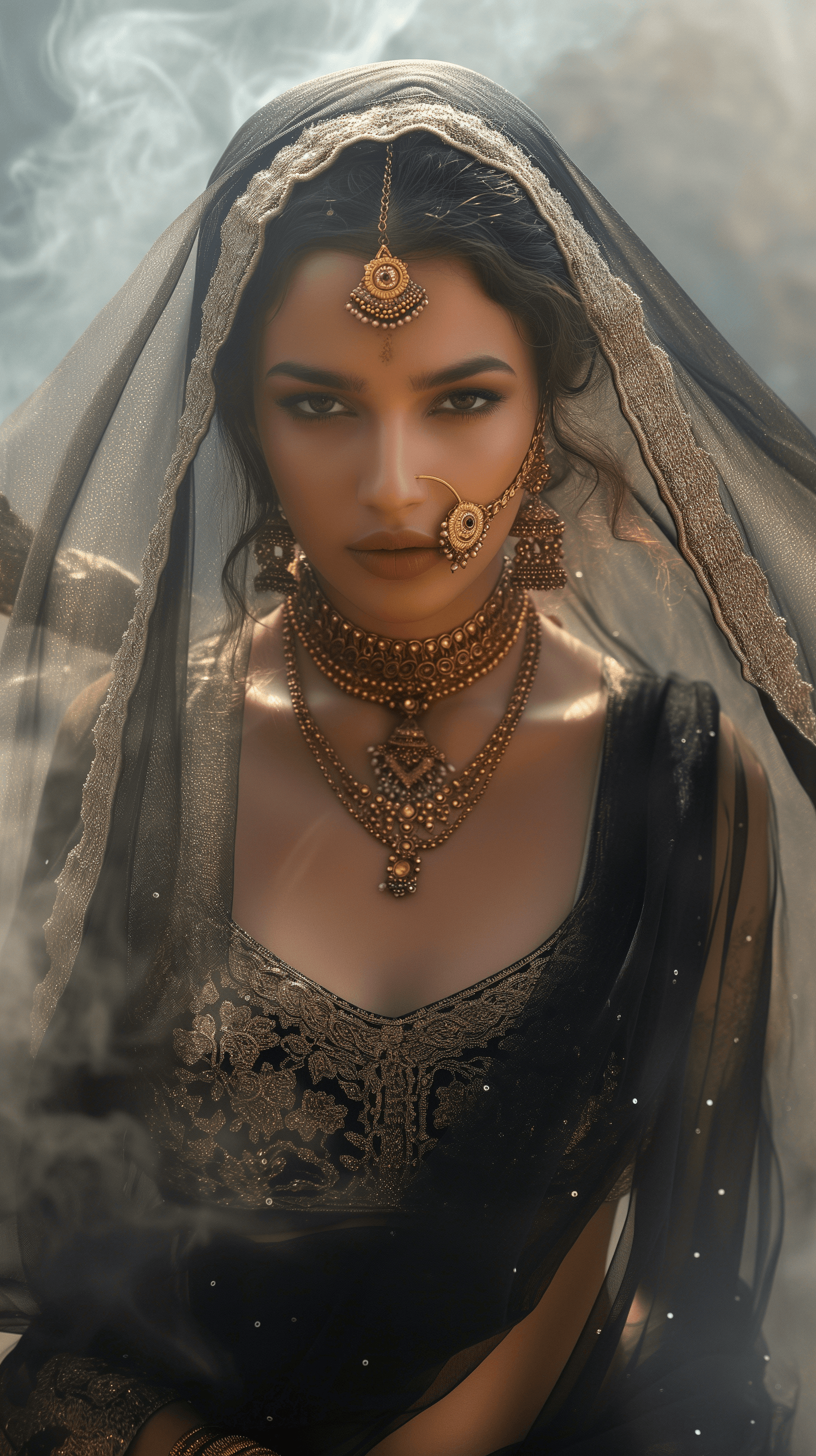 AI generated: bollywood actress sari shalilova hot hd wallpaper hot women, in the style of jay anacleto, light bei...
