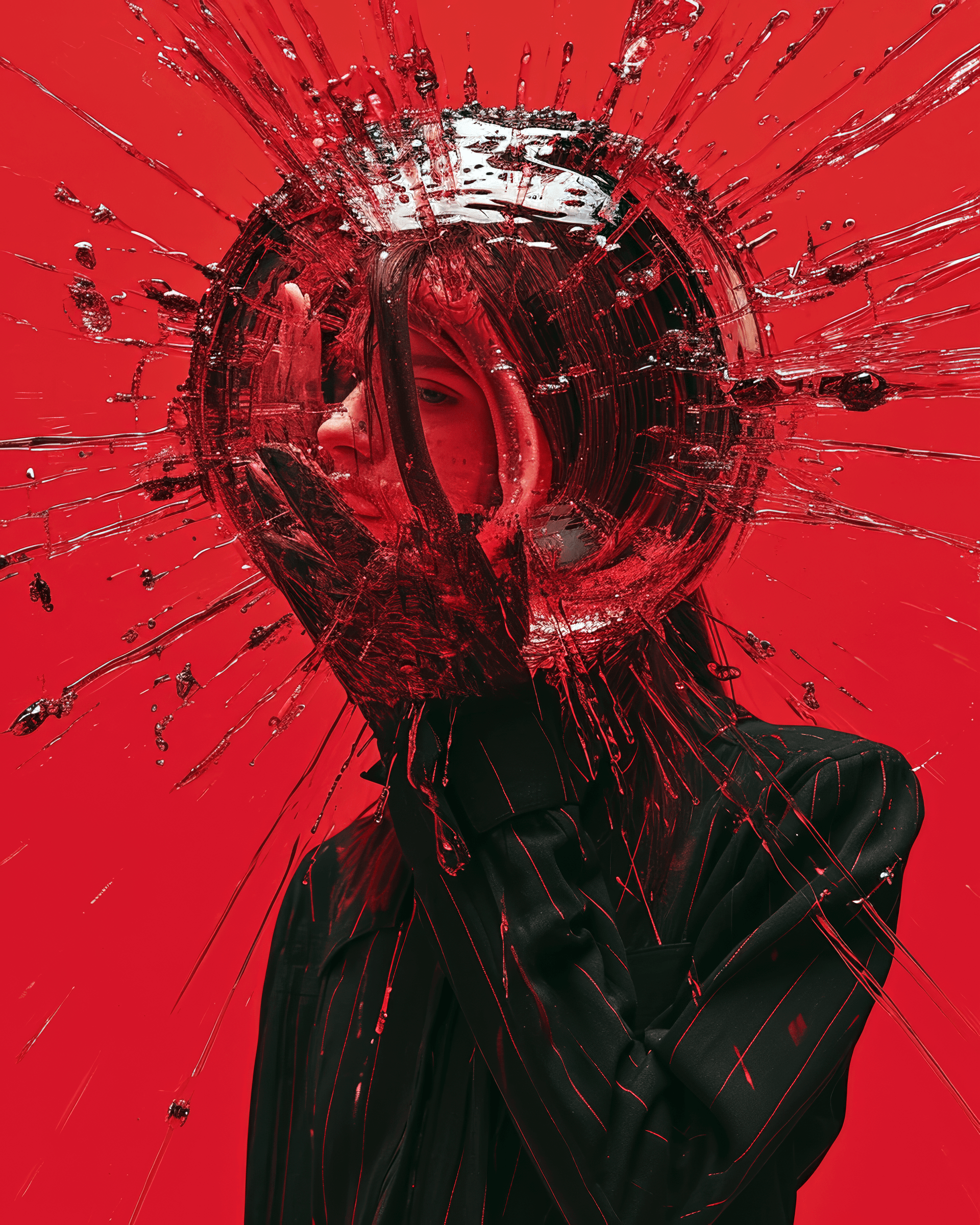 AI generated: the cover art of rood magazine has a sphere, a worm, and a glowing red light, in the style of concep...