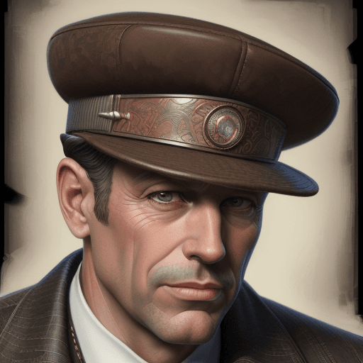 AI generated: portrait of a 50 year old man with 30s style hat, hyper realistic, digital painting, maximum details...