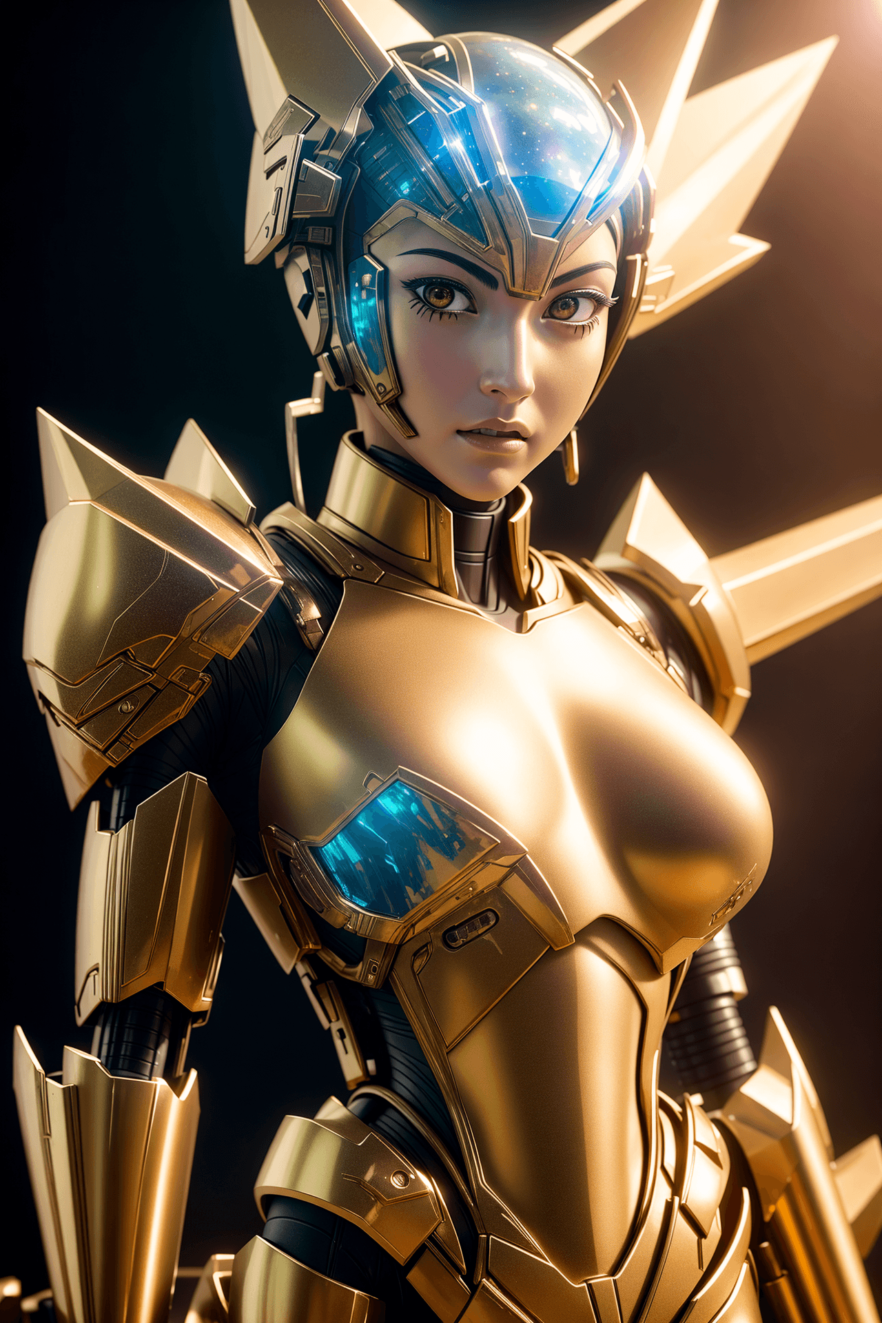 AI generated: a close up of a statue of a man with a gold and white costume, super detailed render, 3 d render cha...