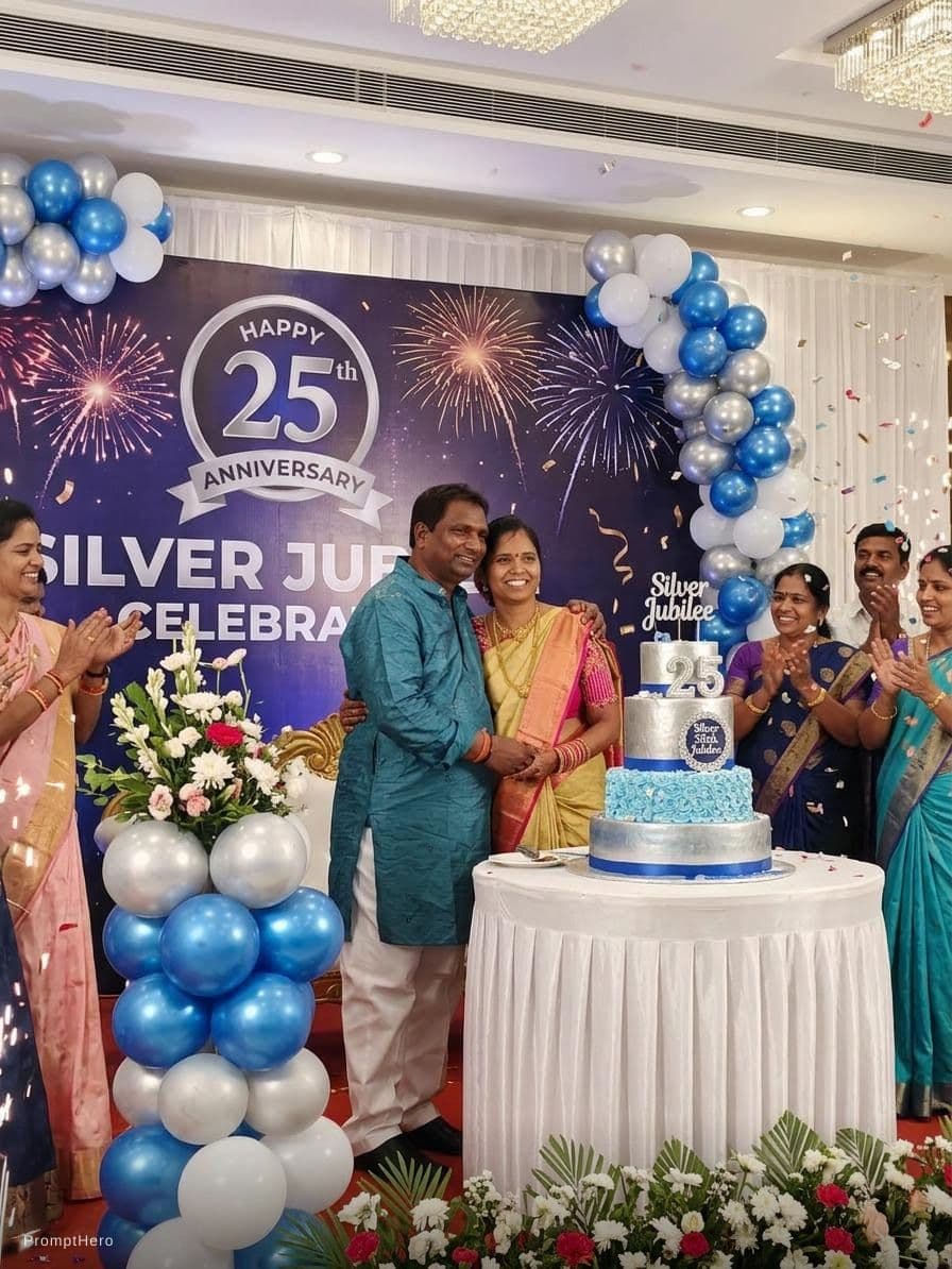 AI generated: Happy Anniversary celebrating 25 years silver jubilee