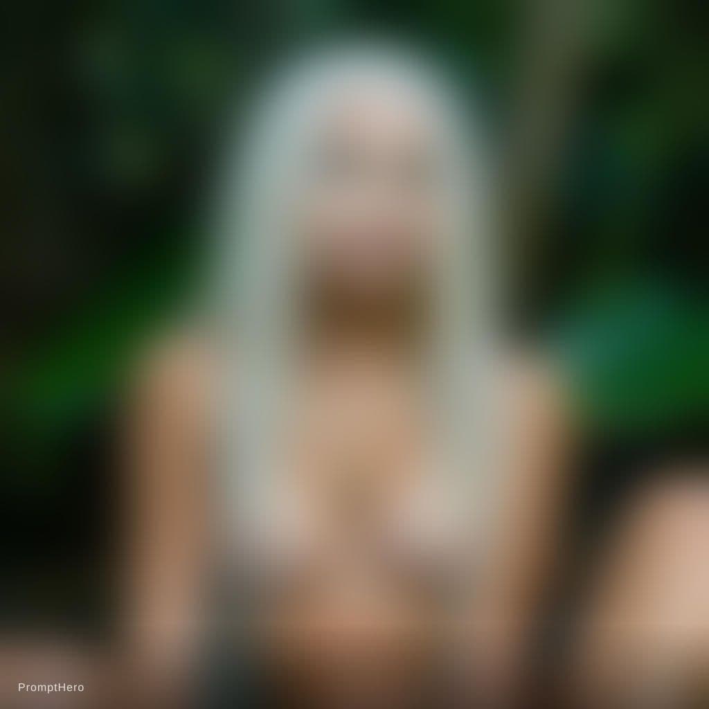AI generated: A stunning, highly detailed portrait of a beautiful young woman with long, flowing platinum blonde h...