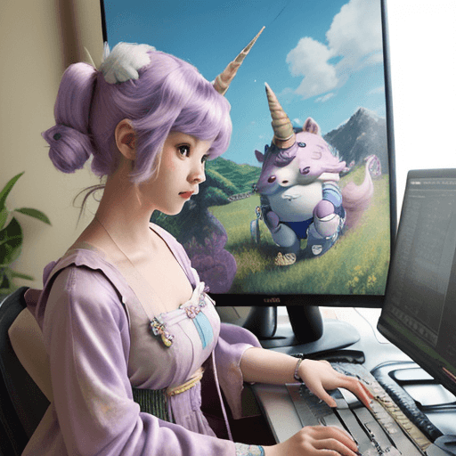 AI generated: pastel kawaii steampunk unicorn in the studio ghibli landscape —ar 16:9 