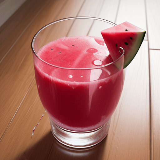 AI generated: Photography of splashing watermelon juice in glass on wooden floor summer fruit --ar 10:17 --q 2 --v...