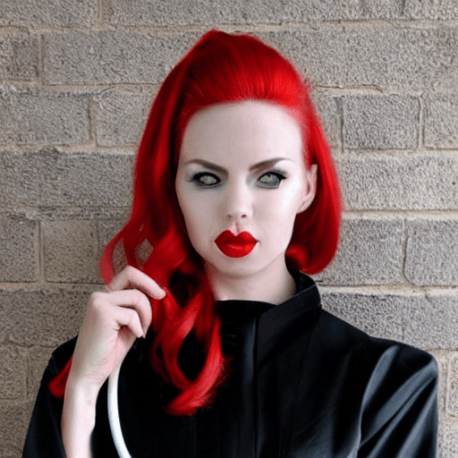 AI generated: Full body Portrait of a beautiful evil female medical doctor with stethoscope, black-white skintight...