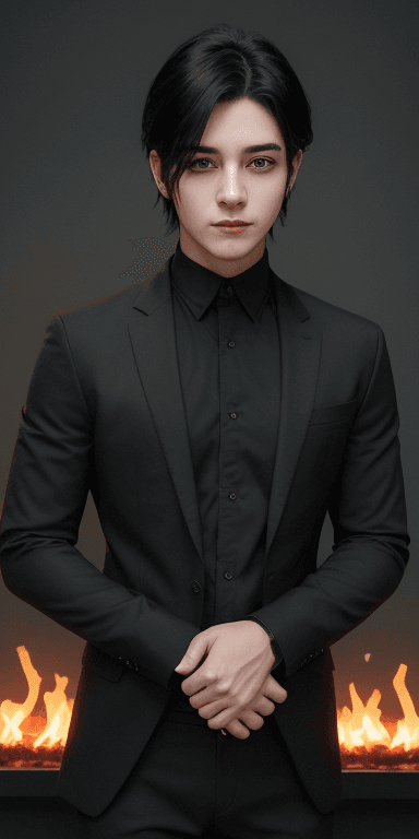 AI generated: (( fully clothed in black )){{  He is enthusiastic, reliable, and optimistic. This male exudes a ene...