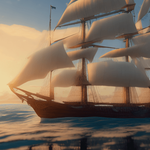 AI generated: hoto of a ultra realistic sailing ship, dramatic light, pale sunrise, cinematic lighting, battered, ...