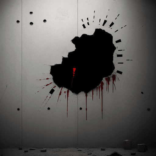 AI generated: wall with Bullet holes,black scratches،blood drops on wall
