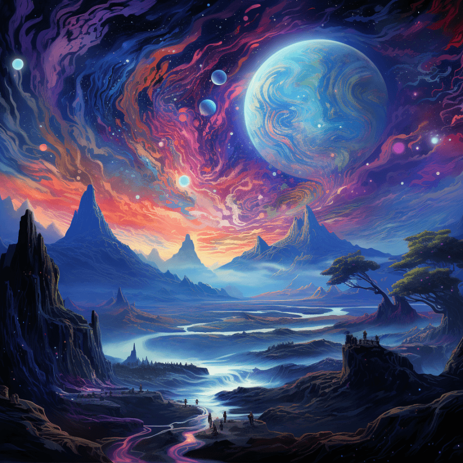 AI generated: Generate an image of a breathtaking science fiction landscape that stretches beyond imagination. The...