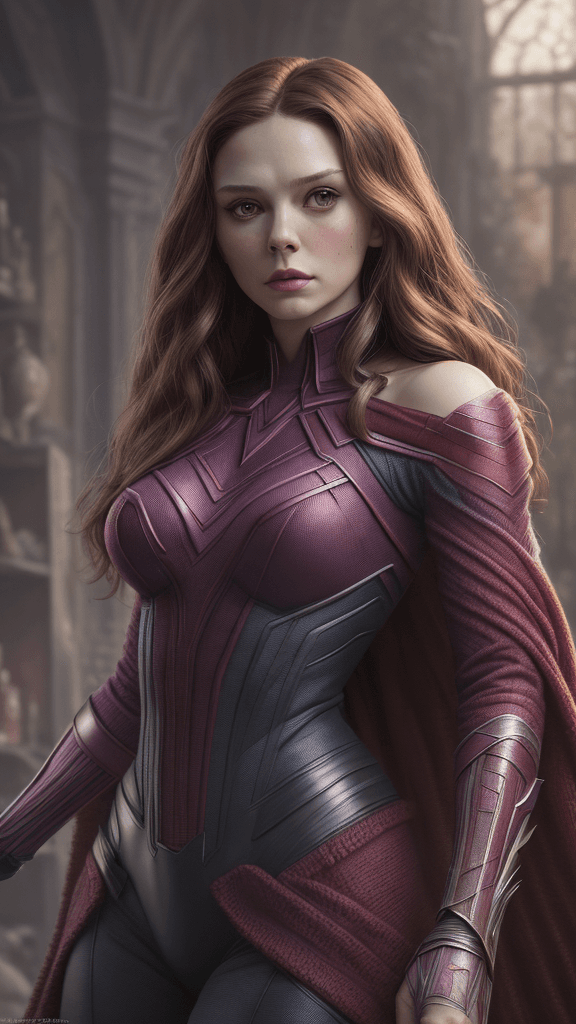 AI generated: (16k, best quality, master:1.2) HDR, Marvel Entertainment Art by, Scarlet Witch (AKA Wanda Django Ma...