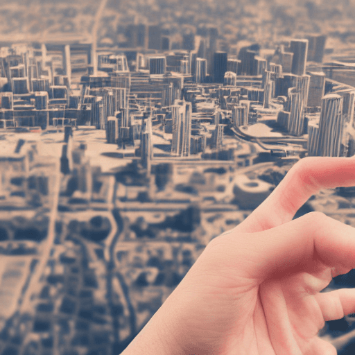 AI generated: hand pointing city mockup