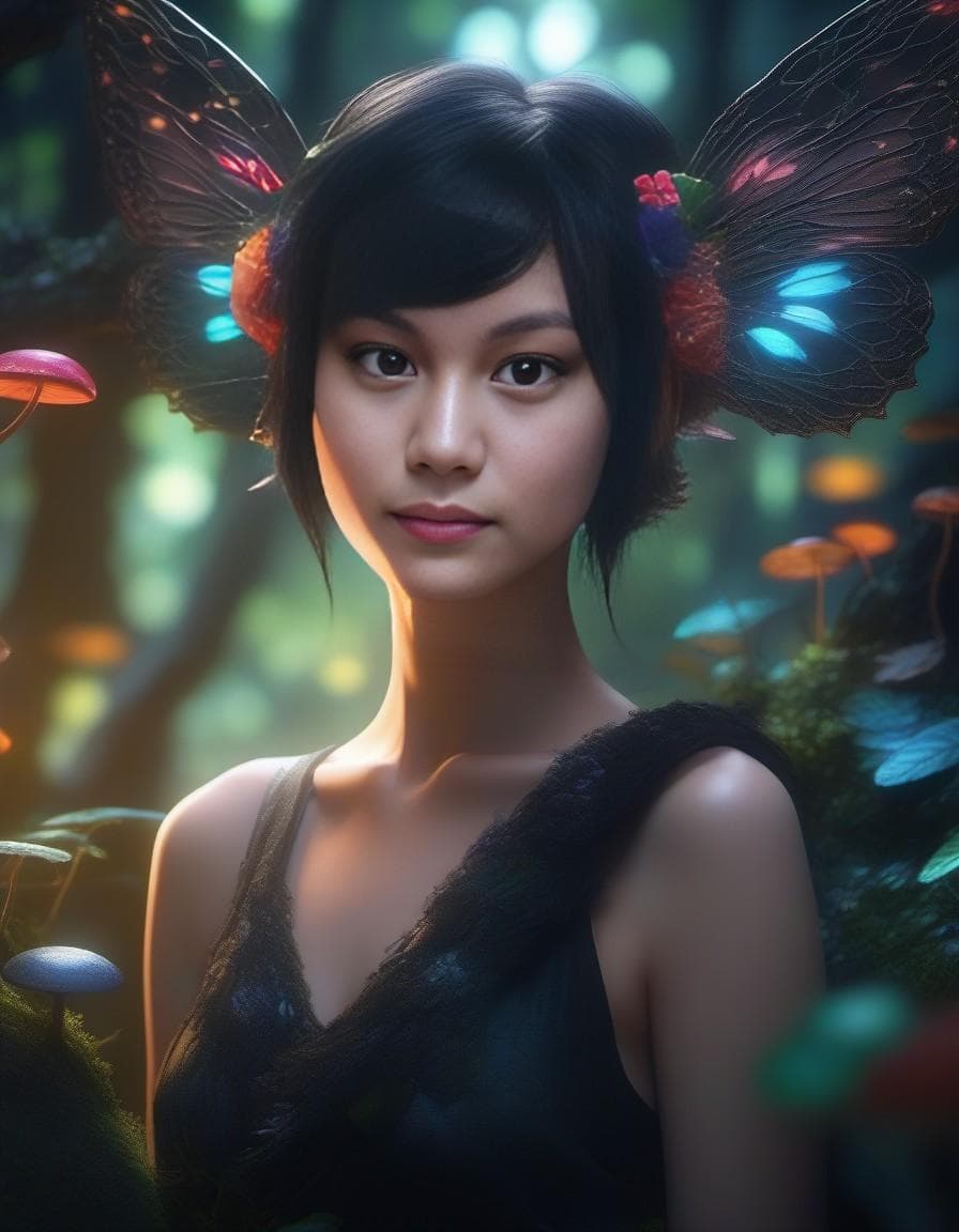 AI generated: painting of a fairy forest, dream light, full of colors, mushroom tree, dim light, super detailed, u...