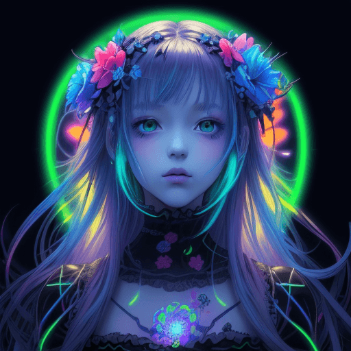 AI generated: masterpiece, centered, a drawing of a girl with flowers in her hair, an anime drawing, featured on p...