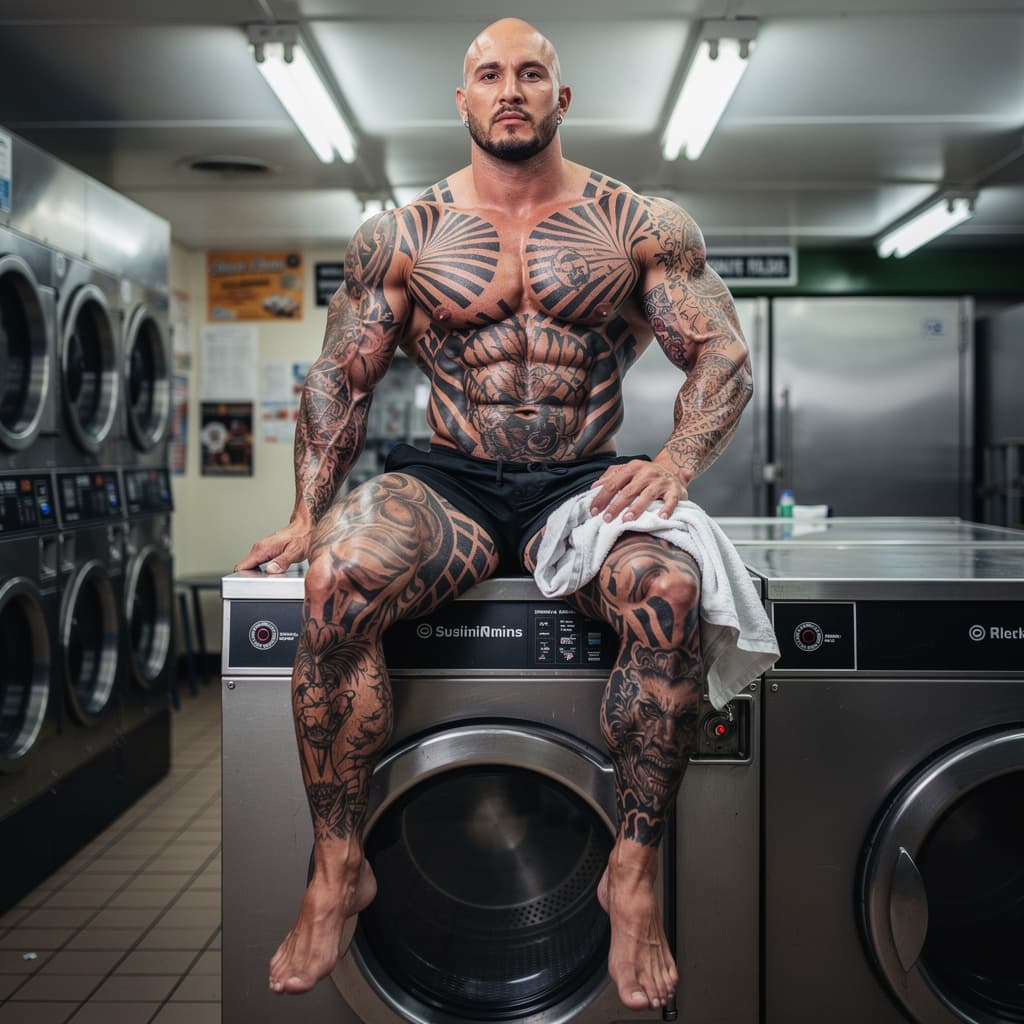 AI generated: Hyperréaliste photographie en couleur d'un homme musclé bodybuilder de 25-32 ans, physique massif et...