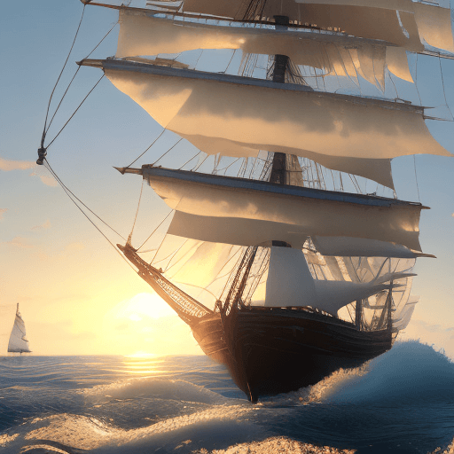 AI generated: Photo of a ultra realistic sailing ship, dramatic light, pale sunrise, cinematic lighting, battered,...