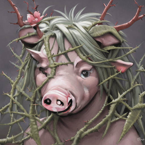 AI generated: durty realistic pig, with thorns, 8k, style electric, style dada