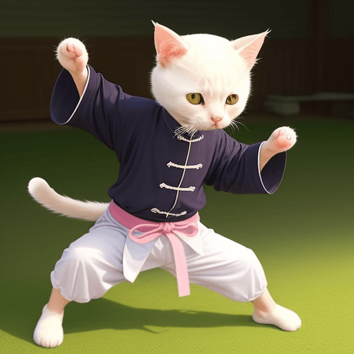 AI generated: A cute cat practice tai chi chuan
