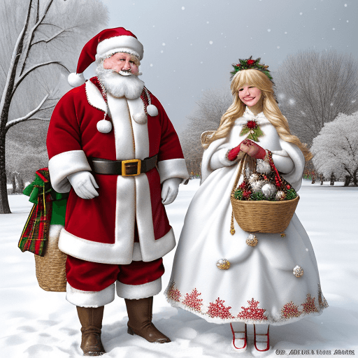 AI generated: The image captures a picturesque winter landscape with a beautifully decorated Christmas tree adorne...
