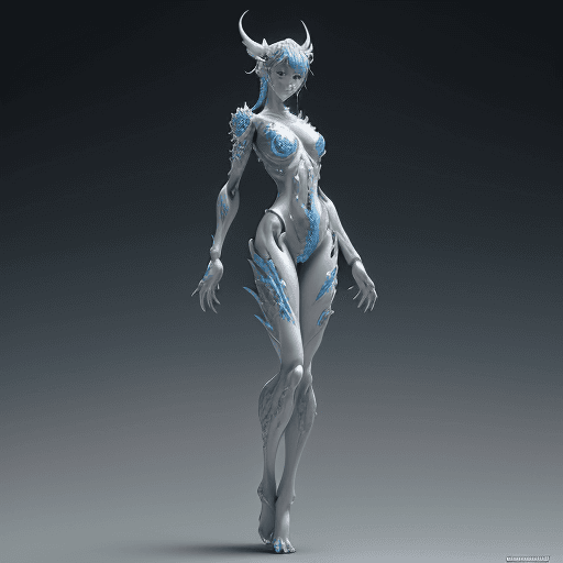 AI generated: Carved porcelain cyborg demons,different full body modelposition, high detailed cinematic background...