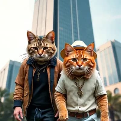 AI generated video: 2 cats are sad and crying like a baby 