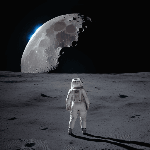 AI generated: 
"Step into a world where humans have made the moon their new home - witness the breathtaking lunar ...