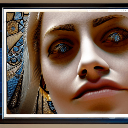 AI generated: Beach photo session, Studio lighting. Portrait of a beautiful blonde woman in 30s, blue eyes, intric...