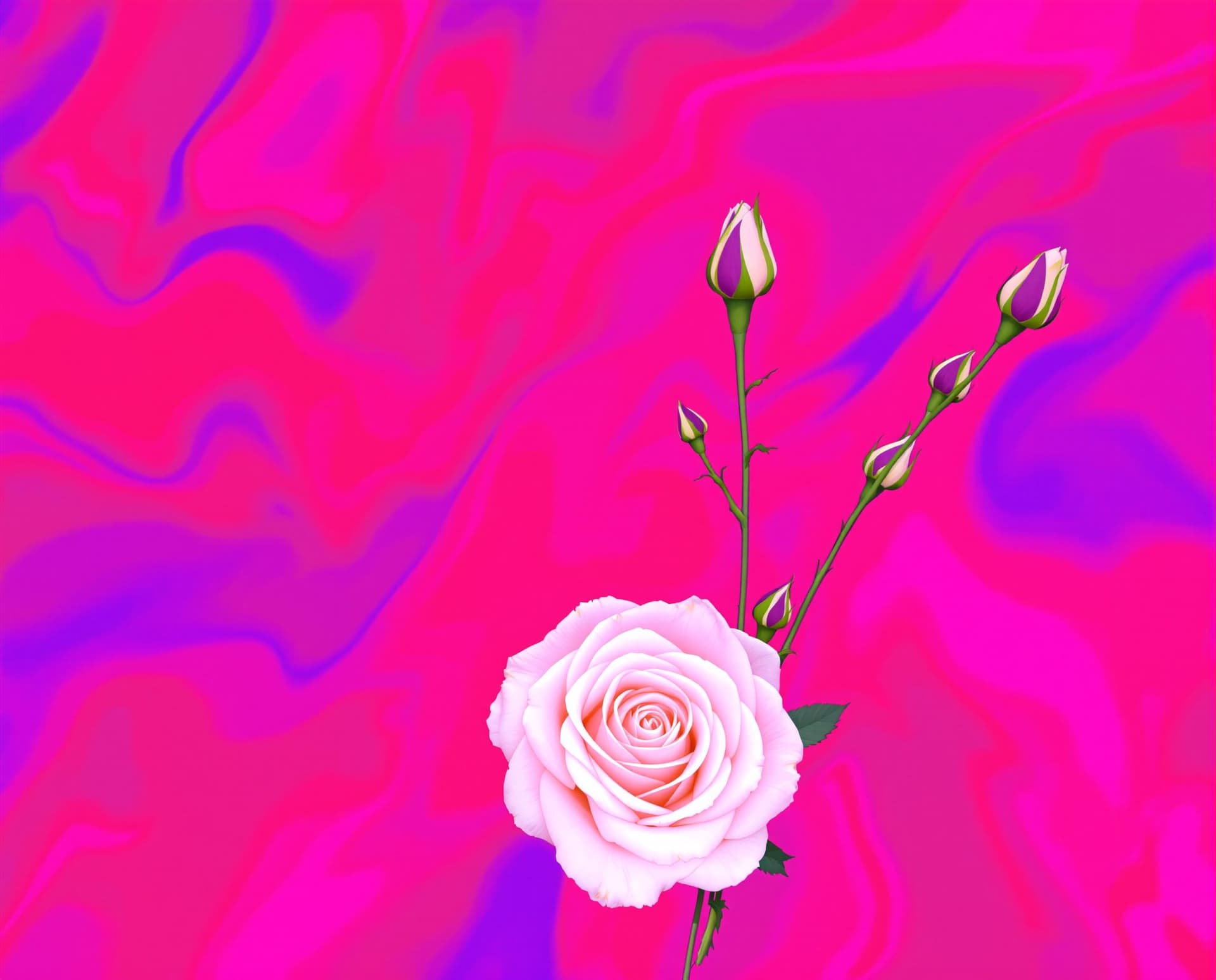 AI generated: Image is a vibrant abstract digital artwork characterized by a predominantly white   roses, featurin...