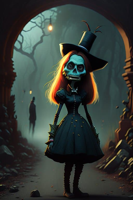 AI generated: Alice in Zombieland, by tim burton
