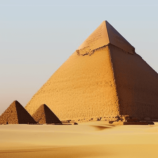 AI generated: Egypt Pyramids in a very advanced civilization
