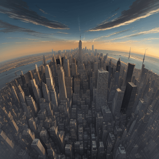 AI generated: A concept art painting of the cityscape of New York City with an The Empire State Building in its ce...