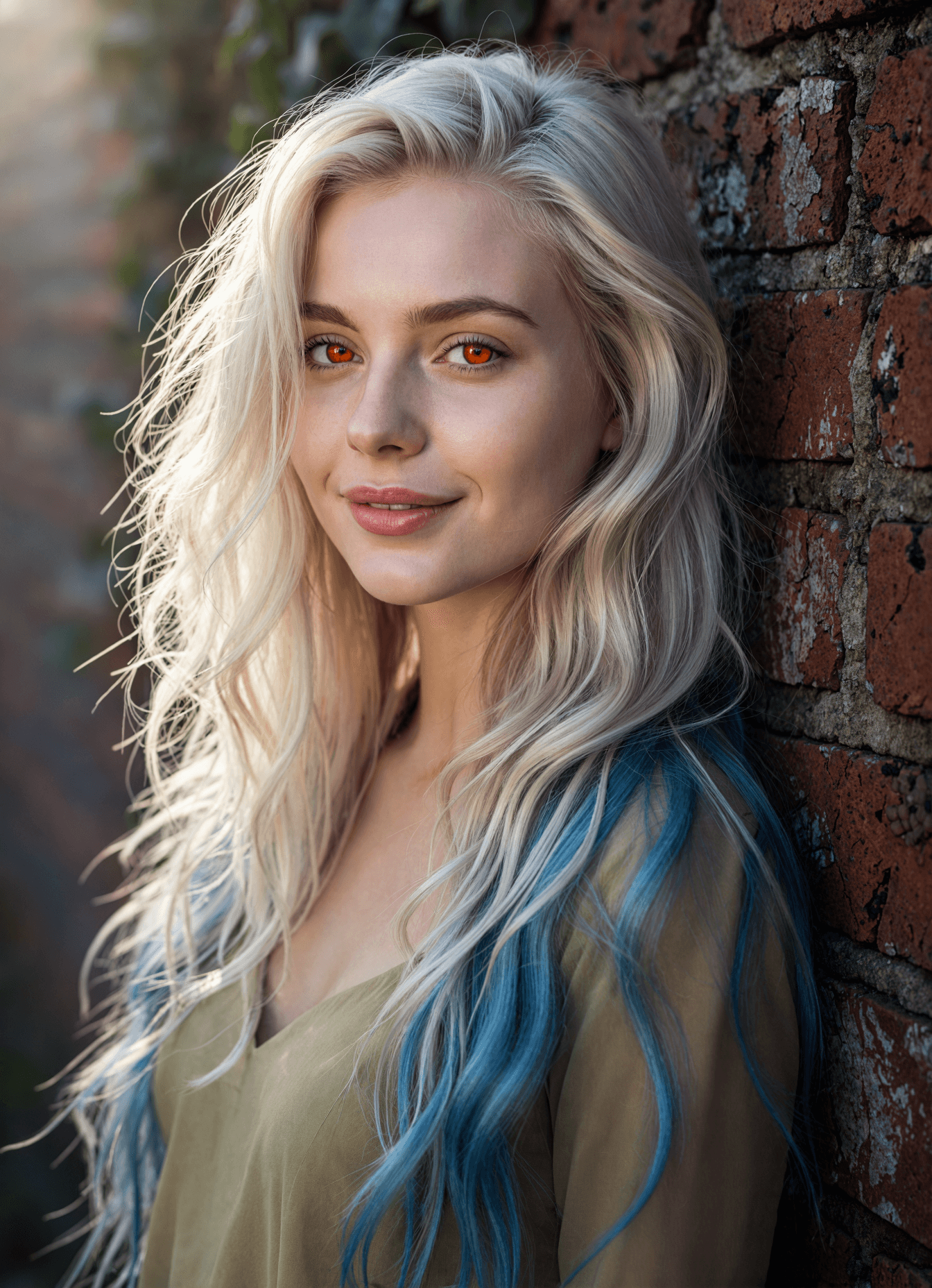 AI generated: A stunning young Swedish woman with ethereal, snow-white hair that cascades in voluminous, curly wav...
