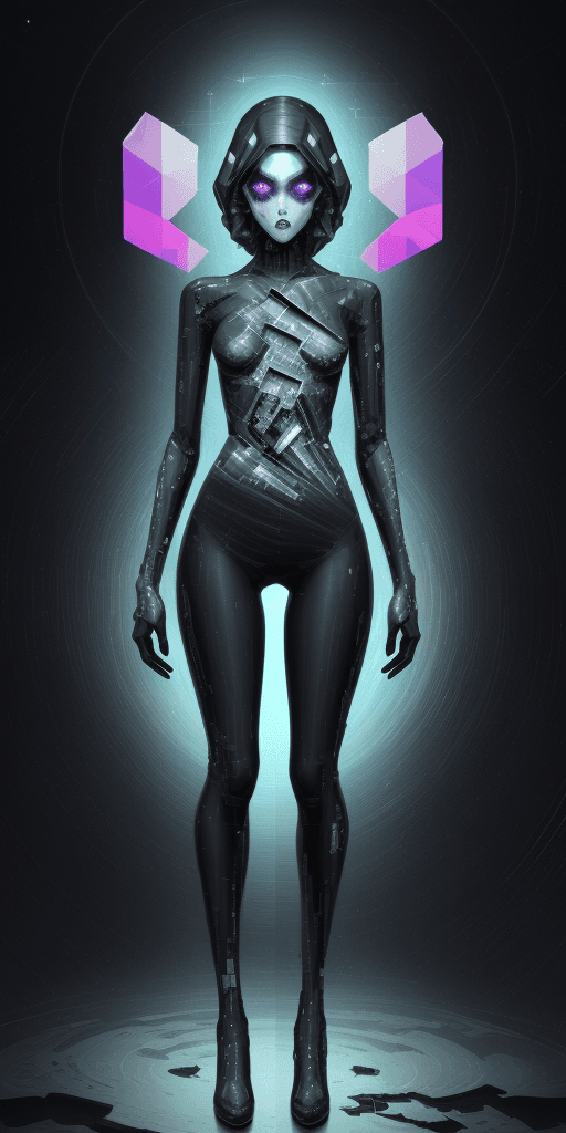 AI generated: ((4k4d rfktrstyle "the android stared at me a strange hybrid semi anthrop morpic from the waist up b...