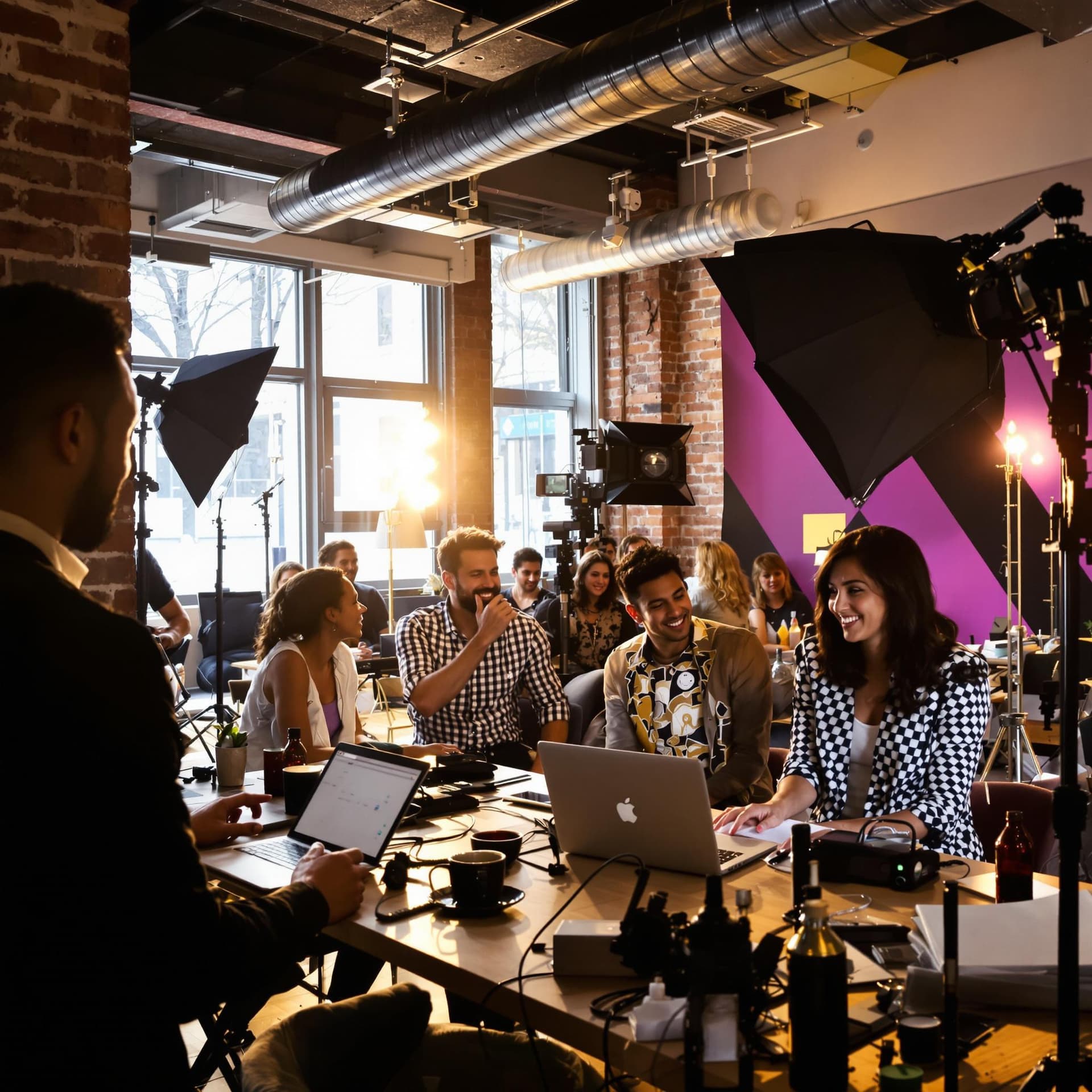 AI generated: imagine A dynamic, behind-the-scenes shot of a creative team collaborating on a project in a modern,...