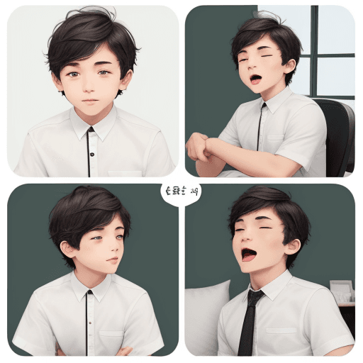 AI generated: Line sticker a boy short hair various moods human like