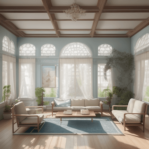 AI generated: High resolution photography interior design, dreamy sunken living room conversation pit, wooden floo...