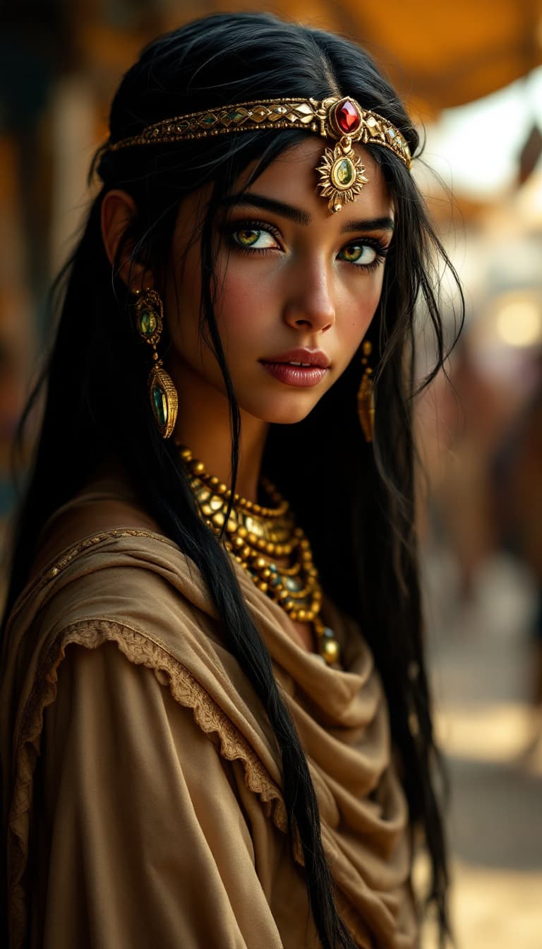 AI generated: a professional photo of a eleven year Egyptian princes,(futuristic),(masterpiece), (realistic), (per...