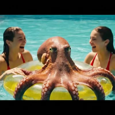 AI generated video: {
  "prompt": "Sunny summer afternoon at a private backyard pool. A couple is happily swimming and ...