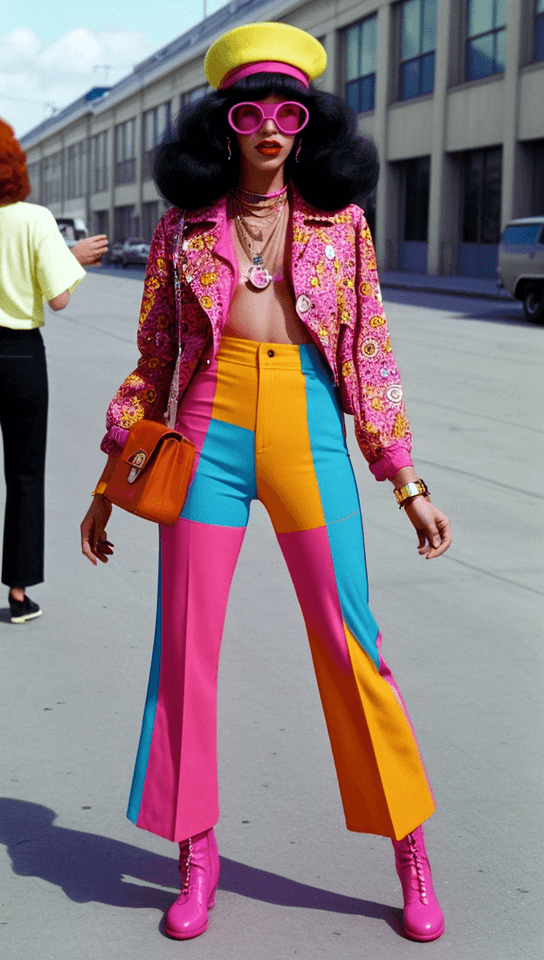 AI generated: Generate a vibrant and nostalgia-infused 70s fashion concept that breathes life into the retro era's...