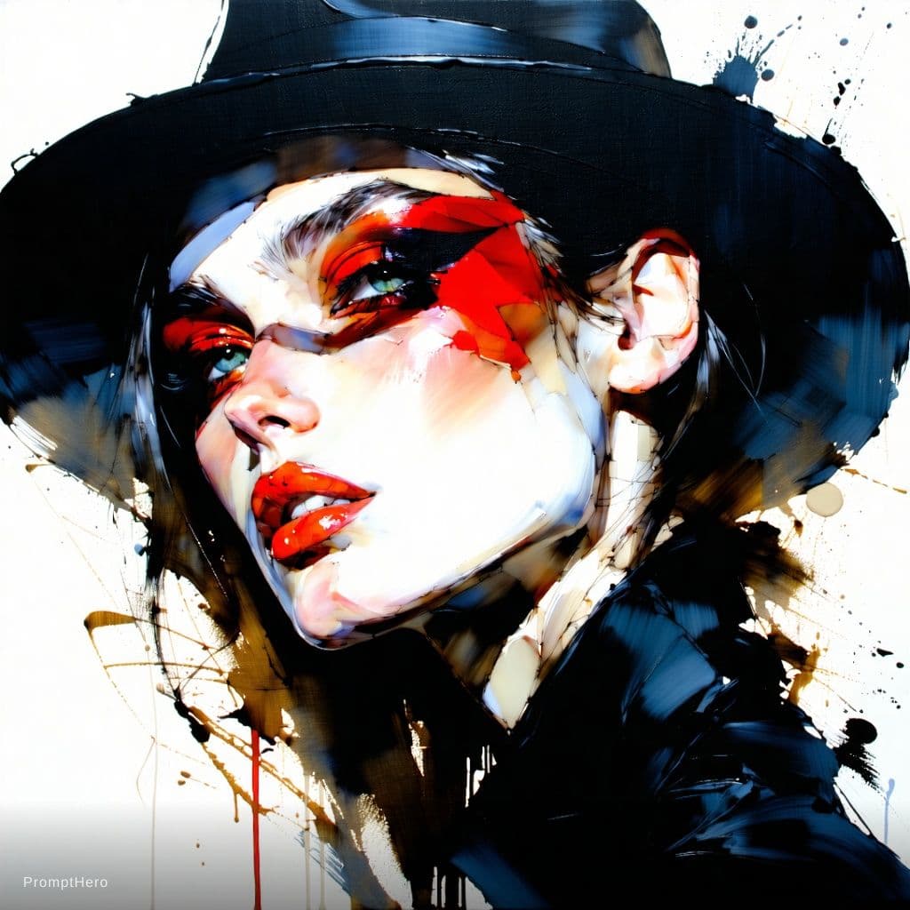 AI generated: oil painting of a fashion model, heavy strokes, textured, by kaethe butcher, greg tocchini, hajime s...