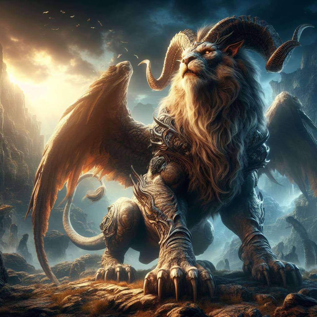 AI generated: a fantasy image of a Manticore, high resolution, photorealistic, very epic