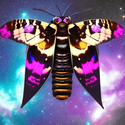 AI generated: imagine Death's-head hawkmoth if it's wing made of galaxy, hyperrealistic
