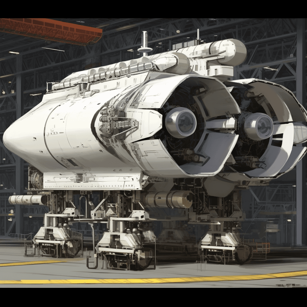 AI generated: impulse engine, repairs, sci fi, future, drydock, repair dock
