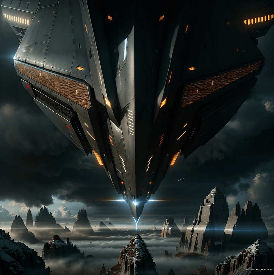 AI generated: sci-fi fly destroyer, hyper realistic, desktop background, sharp, intricate, ultra detailed, concept...