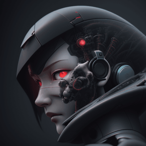 AI generated: 3d rendering, close-up, hyper detail front shot, focus to face, strange face with complex system equ...