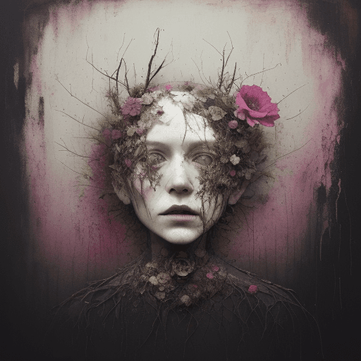 AI generated: floral decay in the style of jake wood evans , --ar 9:16